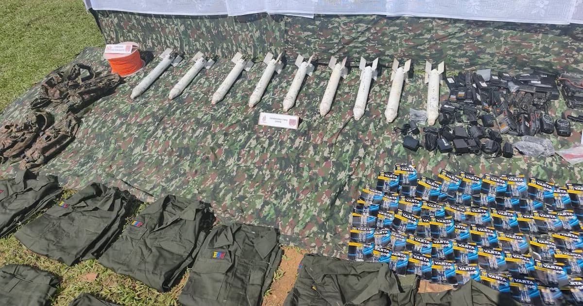 Material de guerra incautado al Clan del Golfo en Zaragoza, Antioquia