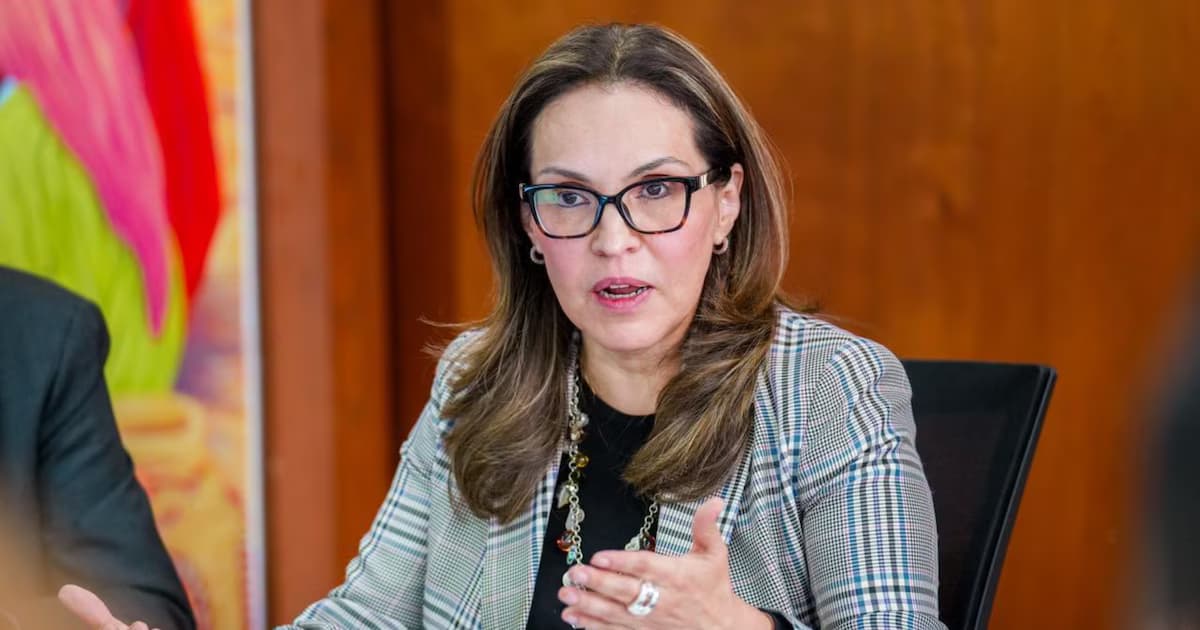 La exministra de Educación Viviane Morales habla durante una reunión en el ministerio