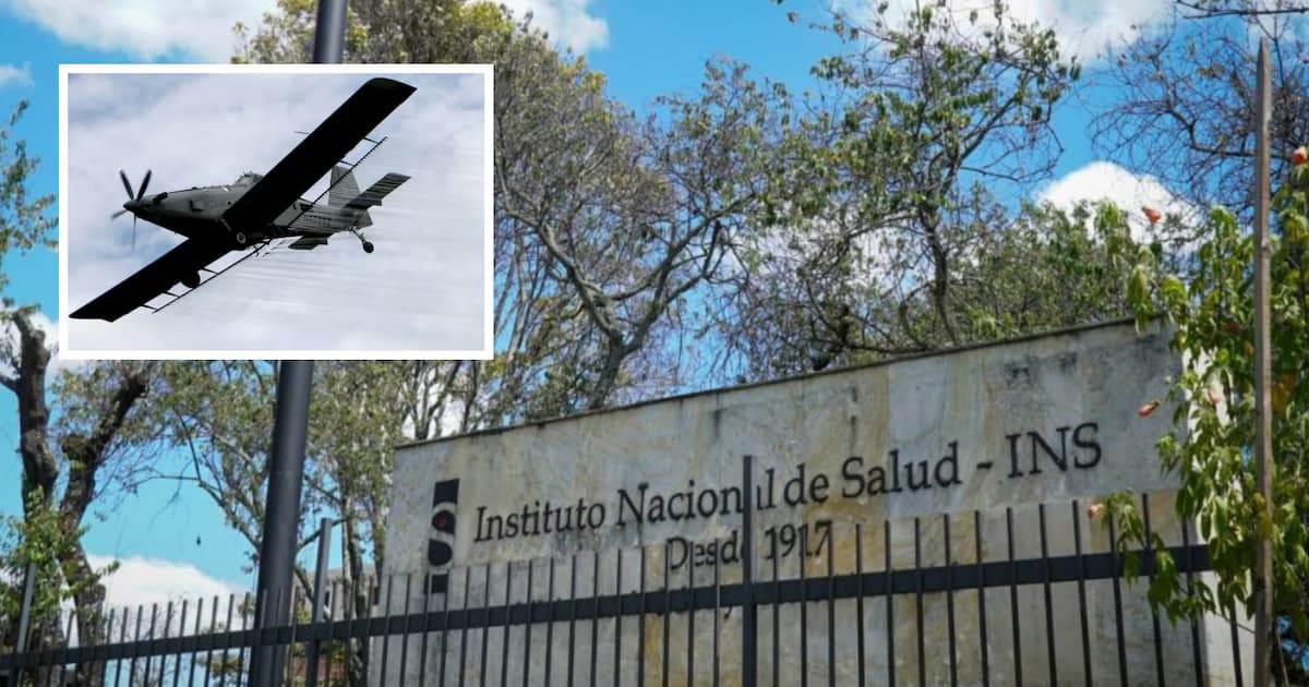 Sede del Instituto Nacional de Salud en Bogotá y una avioneta de aspersión