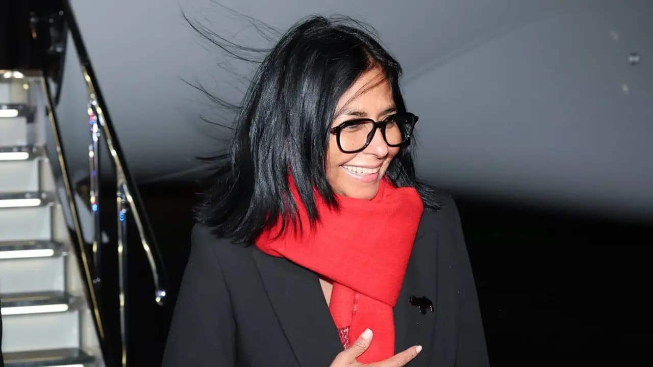 Delcy Rodríguez a su llegada a Nueva York