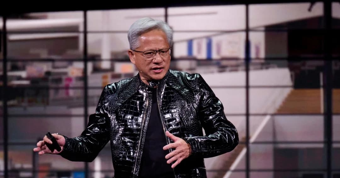 El presidente ejecutivo de Nvidia durante una presentación pública de la compañía