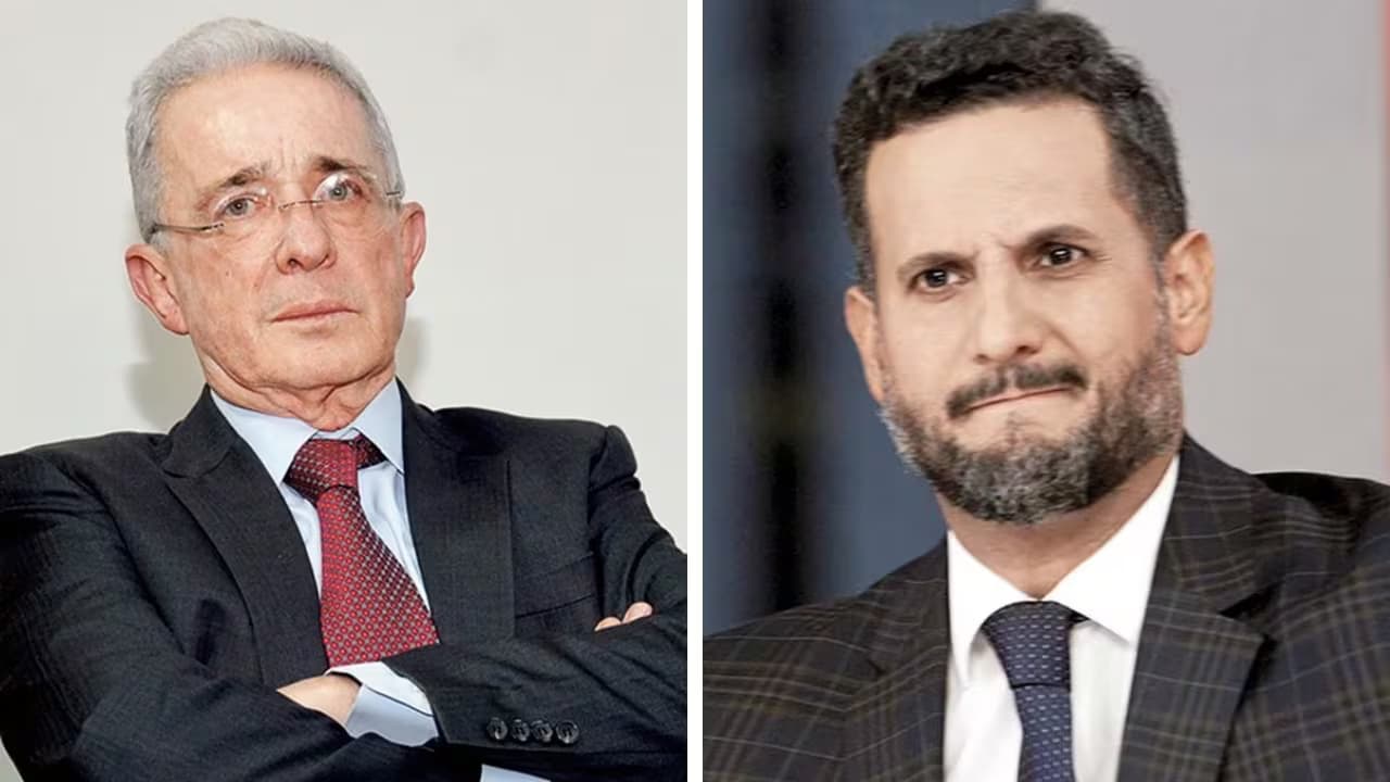 El expresidente Álvaro Uribe y el abogado Miguel Ángel del Río, en una composición de dos fotografías
