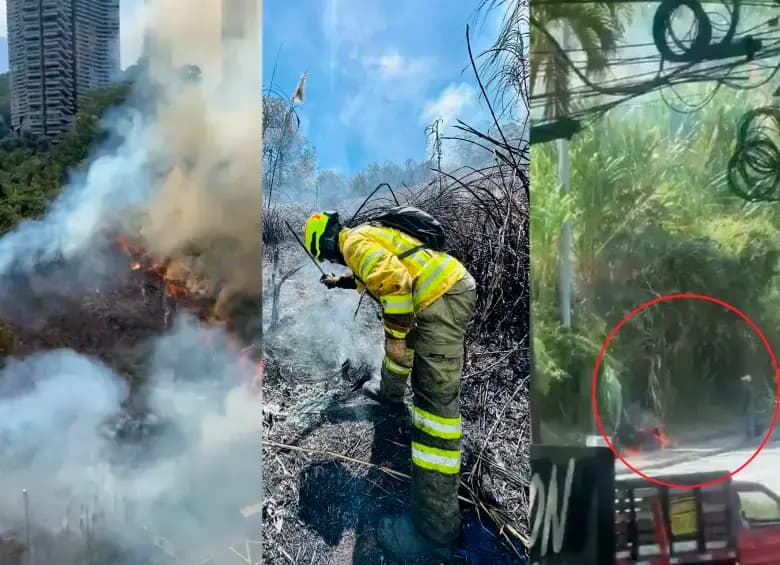 Incendio forestal en la vía Las Palmas, en Medellín