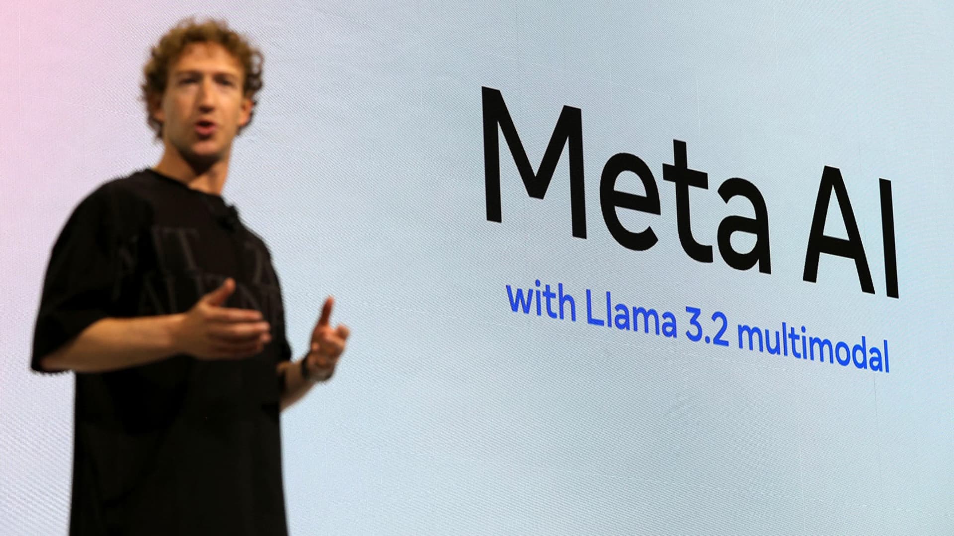 Mark Zuckerberg, director ejecutivo de Meta, durante una presentación de Meta AI
