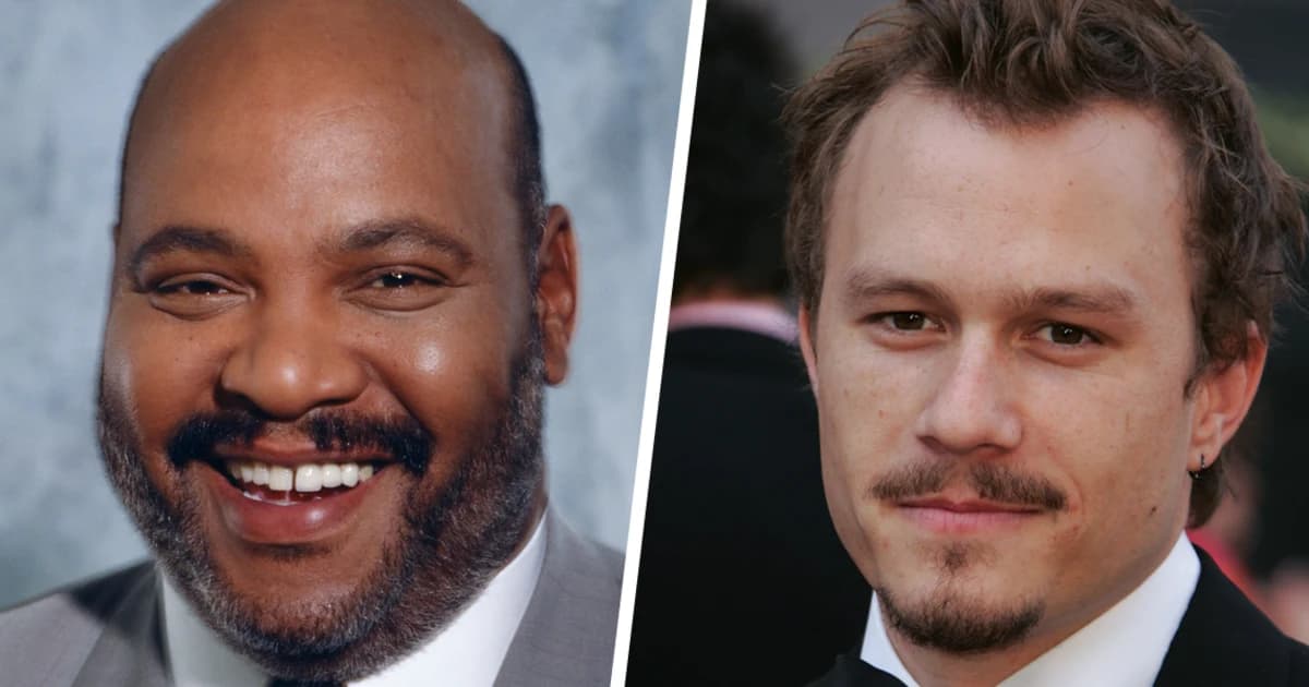 Retratos de los actores James Avery y Heath Ledger