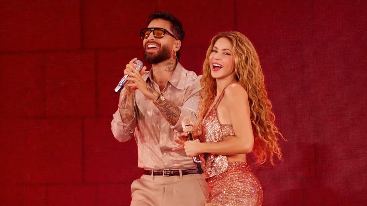 Maluma y Shakira cantan juntos en el escenario de Macondo Park, en Madrid