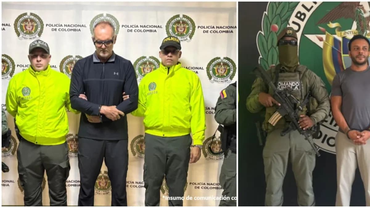 Los dos ciudadanos neerlandeses capturados, custodiados por uniformados de la Policía