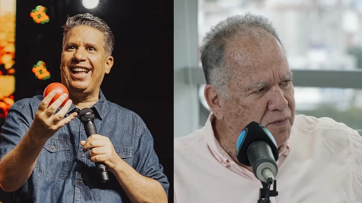 A la izquierda, el pastor Miguel Arrázola durante una prédica
