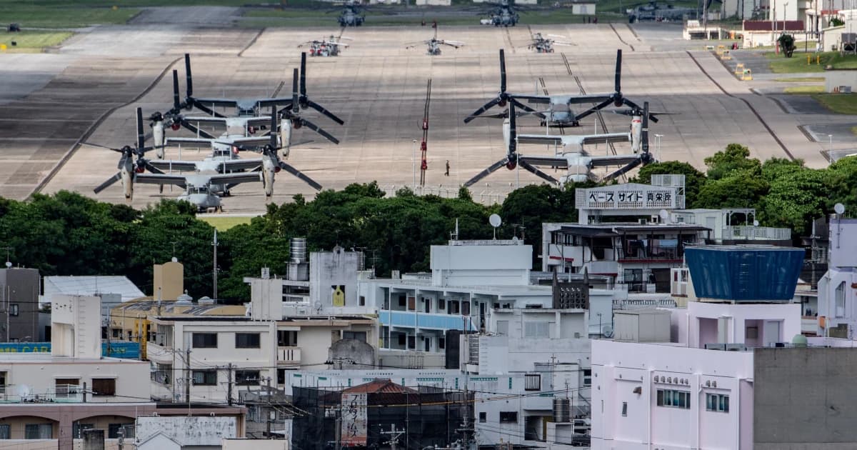 Aeronaves MV-22 Osprey en la base aérea de Futenma, en Okinawa