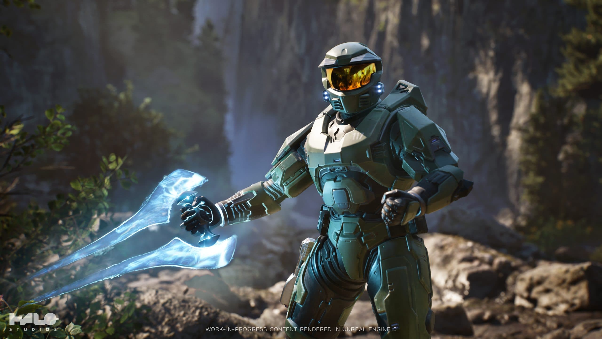 Escena del universo de Halo con el Jefe Maestro