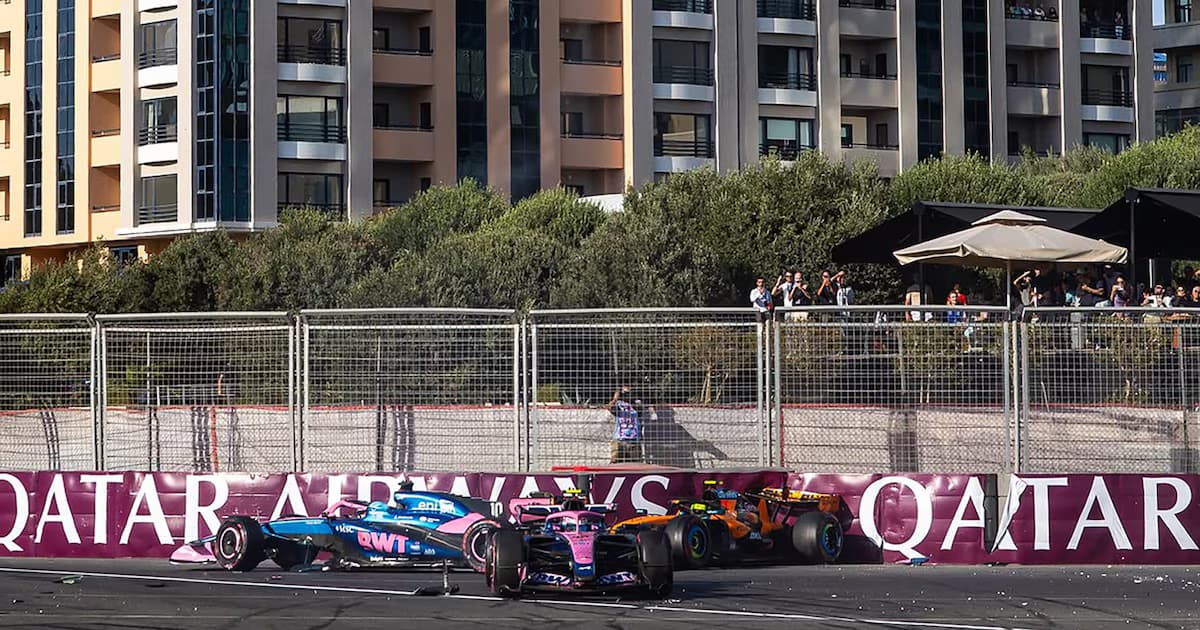 Los Alpine de Franco Colapinto y Pierre Gasly tras el choque en el circuito de Bakú