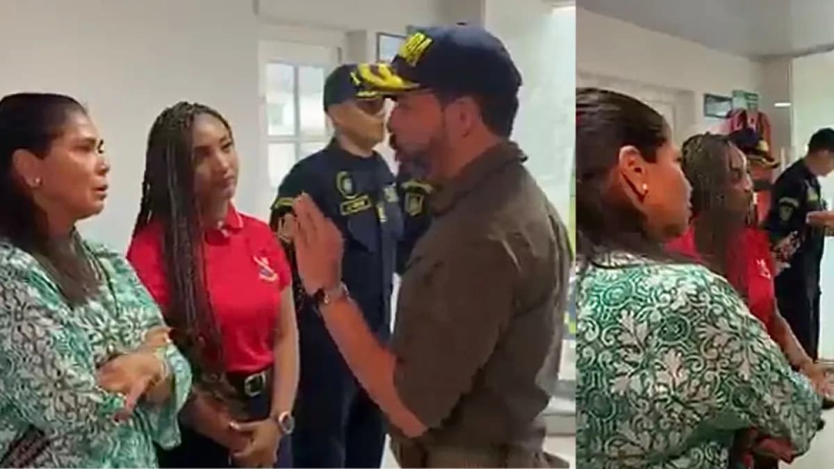 El presidente Abelardo de la Espriella habla con la gobernadora Girley Ordóñez y la representante Elizabeth Jay-Pang durante su visita a San Andrés