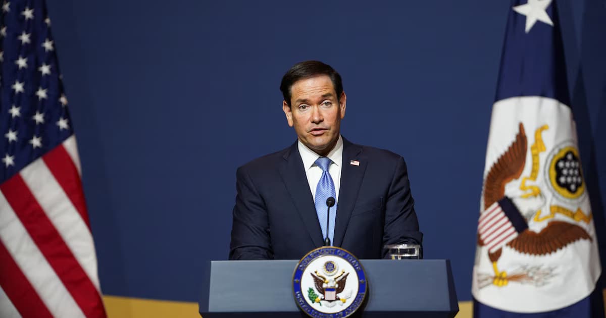 El secretario de Estado de EE. UU., Marco Rubio, en una rueda de prensa