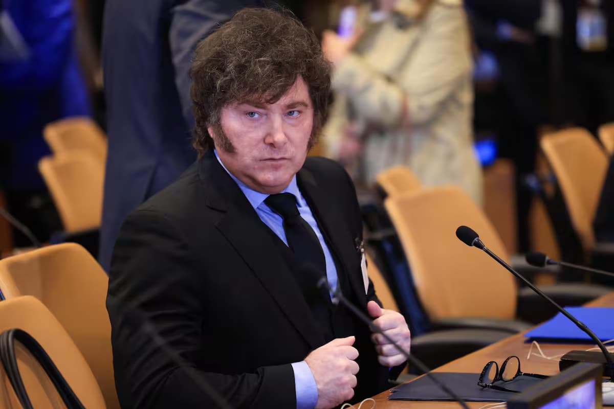 El presidente argentino Javier Milei en una sesión en Nueva York