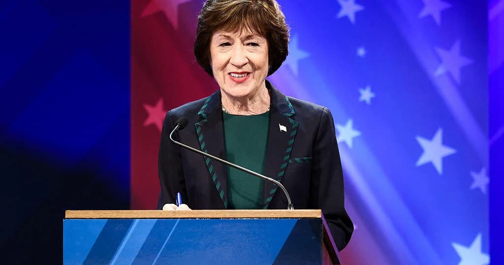 La senadora republicana Susan Collins durante un debate electoral en Maine