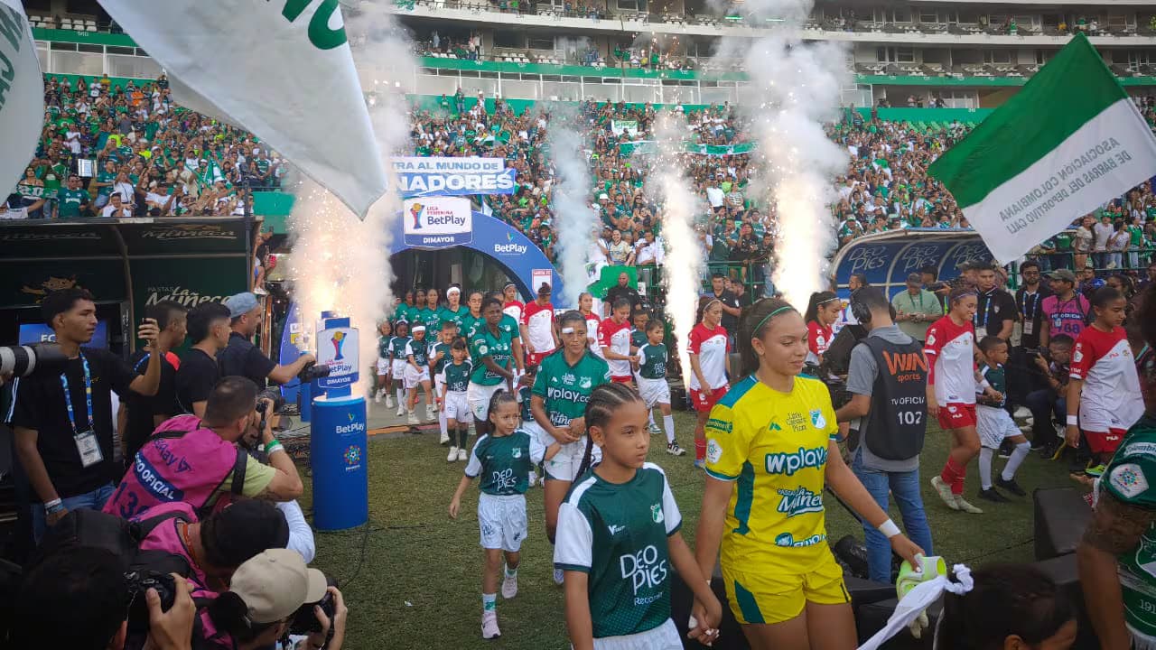 Jugadoras del Deportivo Cali durante un partido de la Liga Femenina