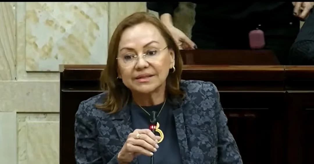 Una mujer de gafas habla ante un micrófono en un recinto del Congreso