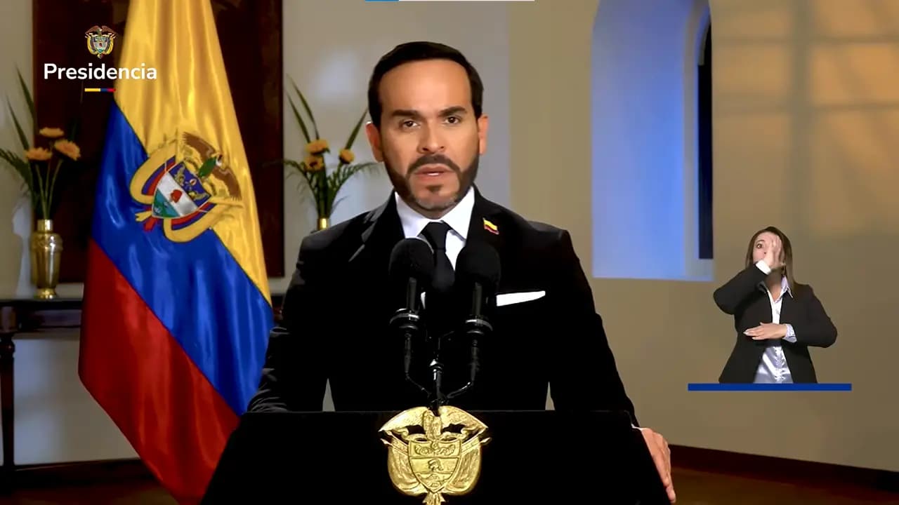 El presidente Abelardo de la Espriella durante una alocución televisada desde la Casa de Nariño