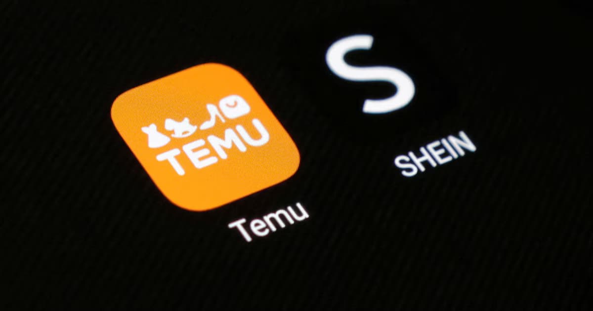 Productos y logotipos de las plataformas de comercio electrónico Shein y Temu