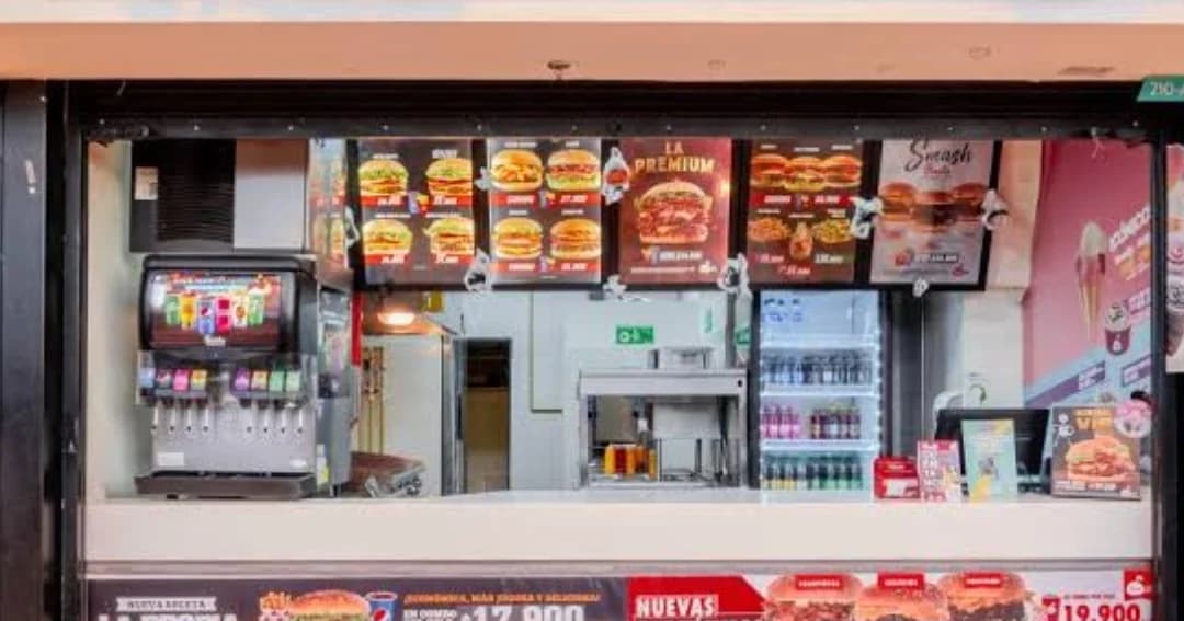 Punto de venta de Presto con su menú de hamburguesas