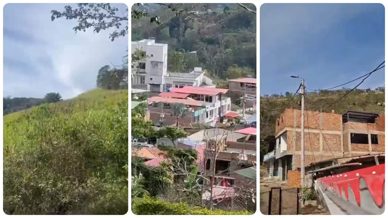 Vistas del casco urbano y las montañas de El Peñol, Nariño, durante el hostigamiento a la estación de Policía