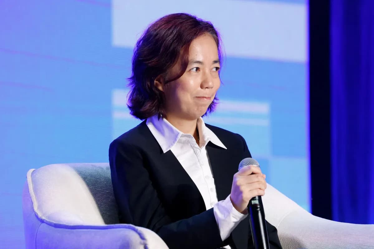 La científica Fei-Fei Li durante una conferencia, en una imagen de archivo