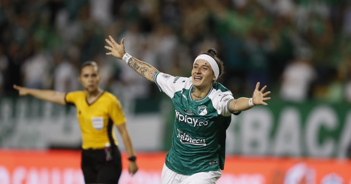 Ingrid Guerra celebra uno de sus goles en la final de la Liga Femenina ante Santa Fe