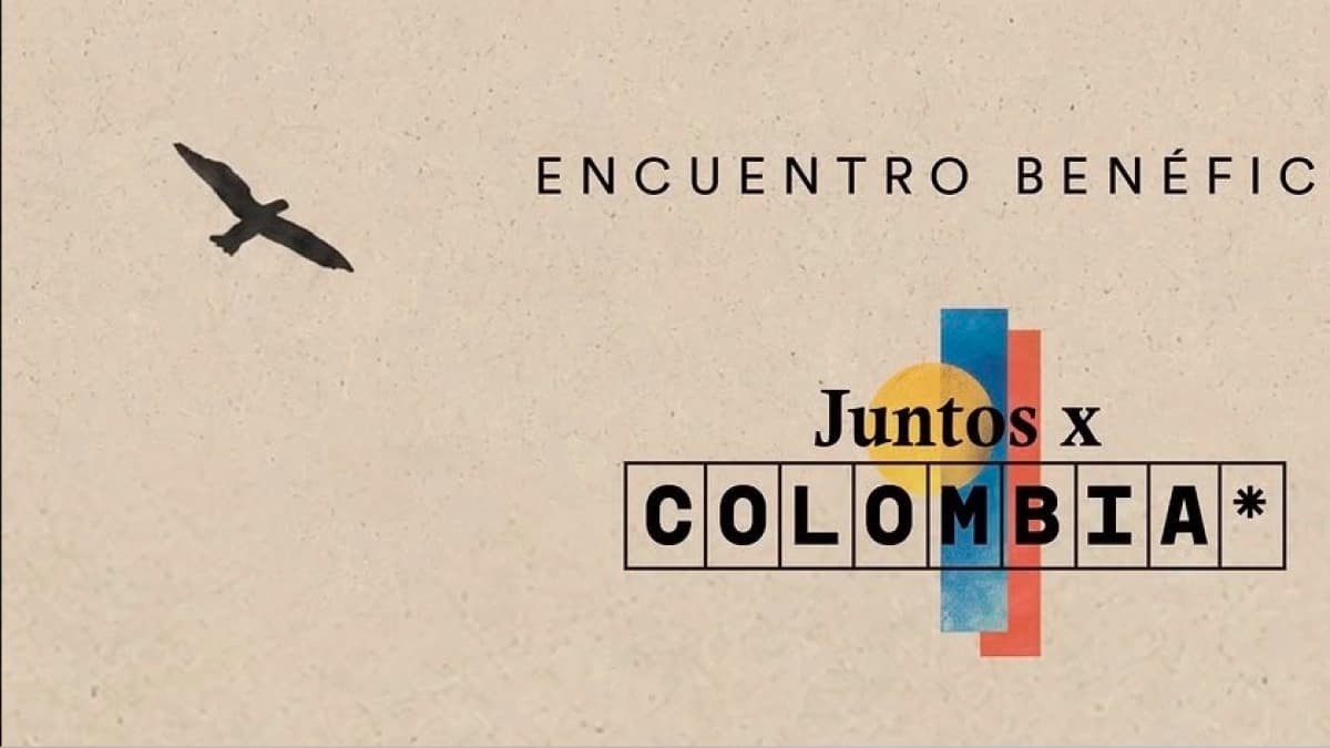 Cartel de artistas convocados a la jornada Juntos x Colombia en Bogotá