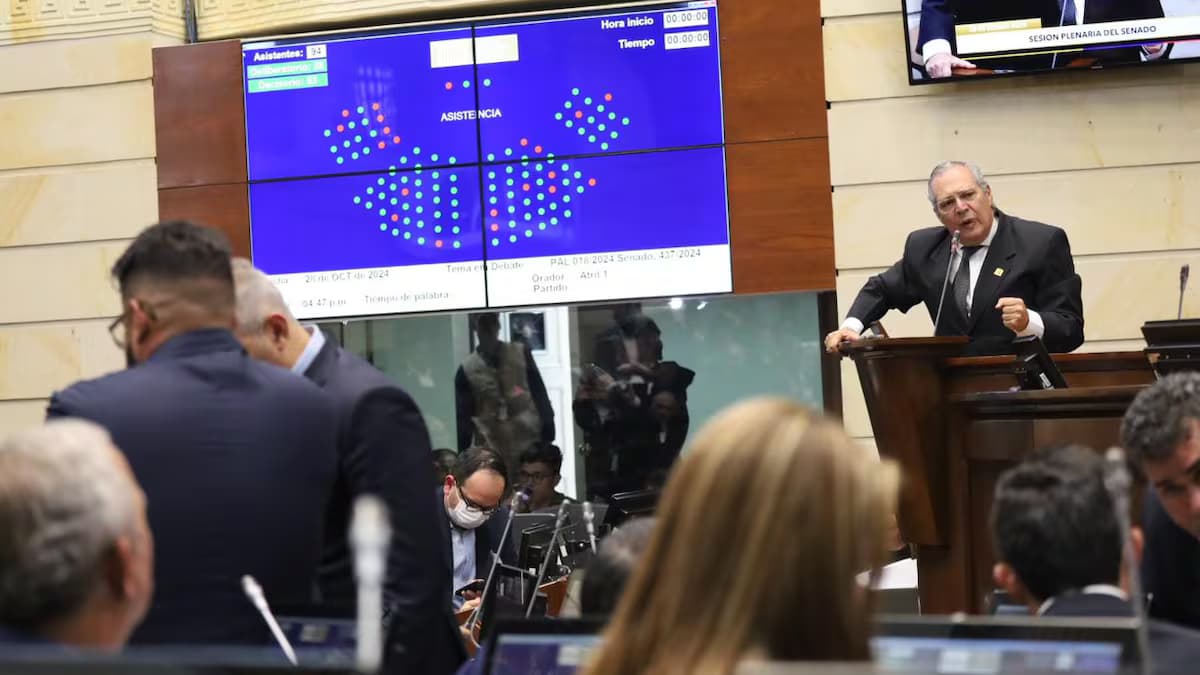 Iván Name interviene desde el atril en una sesión plenaria del Senado