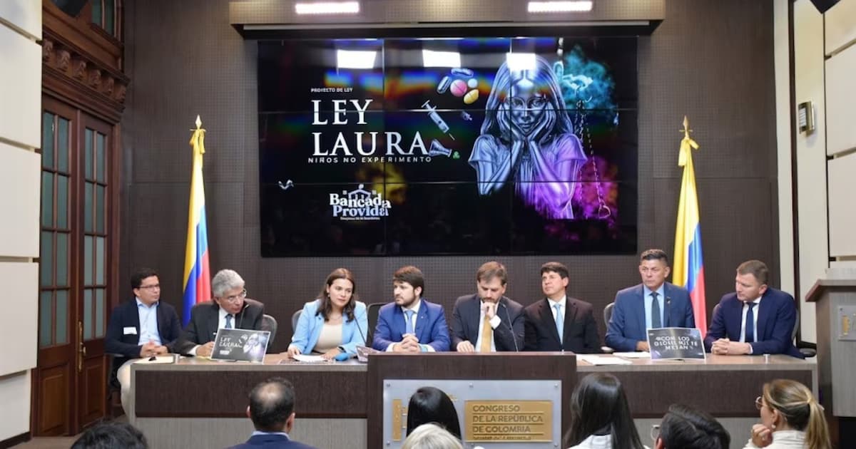 Congresistas presentan el proyecto Ley Laura en un salón del Congreso de la República