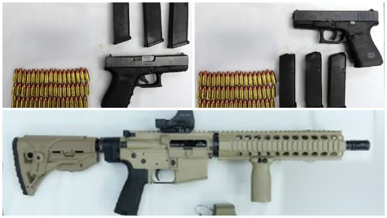 Fusil, dos pistolas Glock, proveedores y cartuchos incautados en una vivienda de Pance, en Cali