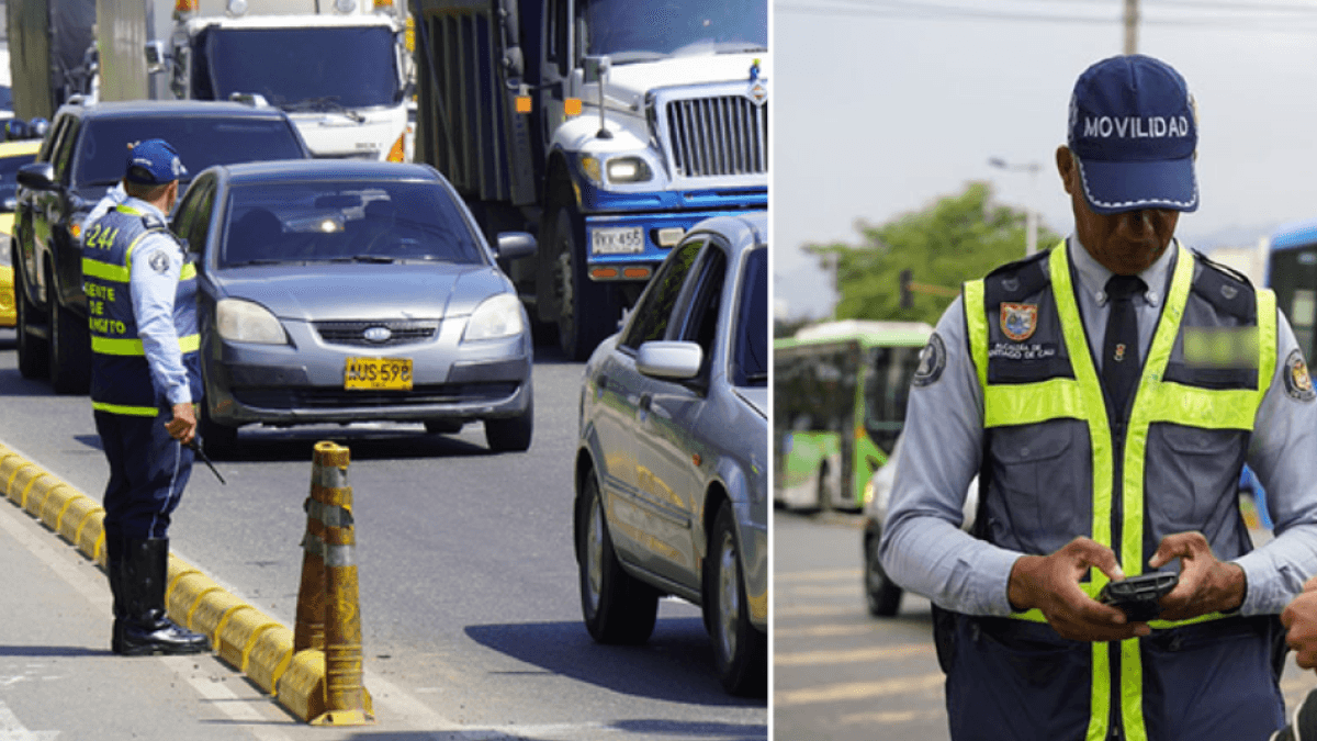 Tráfico vehicular en una avenida de Cali
