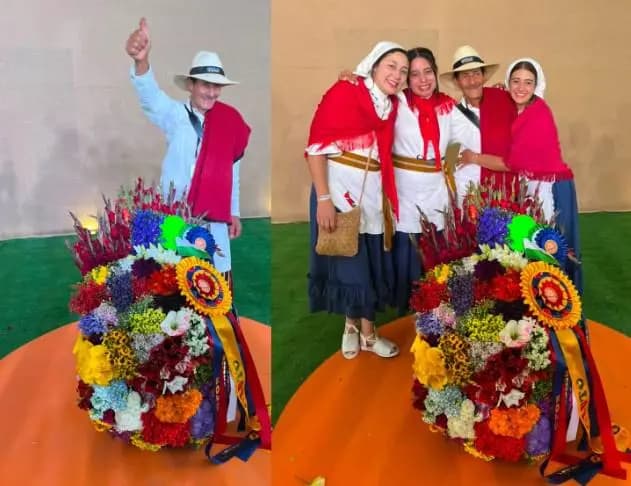 John Jairo Grajales Gómez con su silleta durante el Desfile de Silleteros 2026 en Medellín