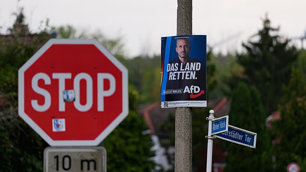Cartel electoral de la AfD en una calle de Sajonia-Anhalt